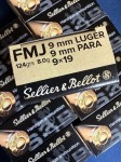 9mm Sellier & Bellot 124FMJ 6,30 Kč / ks
