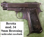 Prodám pistoli Beretta Mod.34-9 Browning s náhr. zásobníkem