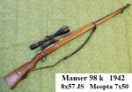 Prodám pušku Mauser 98-8x57 JS+Meopta 7x50, řemen, 100nábojů