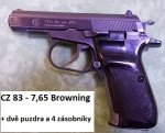 Prodám pistoli CZ 83 7,65 Brow + 4 zásobníky a 2 pouzdra