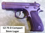 Prodám CZ 75 D Compact 9mm Luger-vystřeleno cca 300 nábojů  