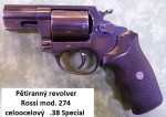 Prodám celoocelový pětiranný revolver .38 Special-ROSSI