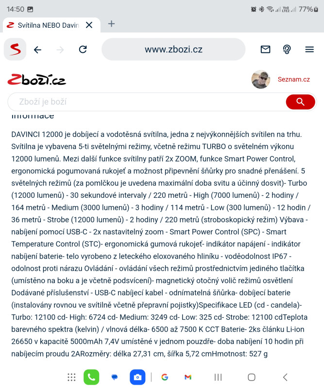 NEBO Davinci svítilna 12000 taktická