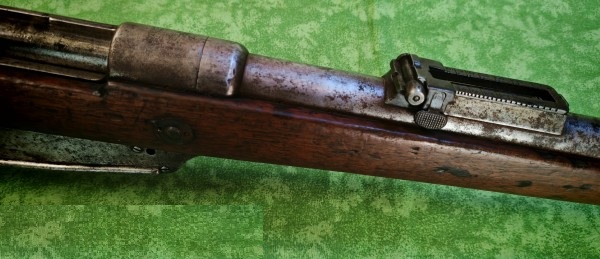 Puška Mauser 1888 8x57J-vyrobena 1890-měněná hlaveň-R4