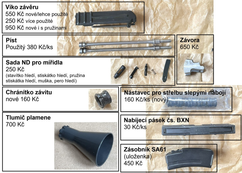 SA58 pažba úderník pružiny aj. díly (vz58)