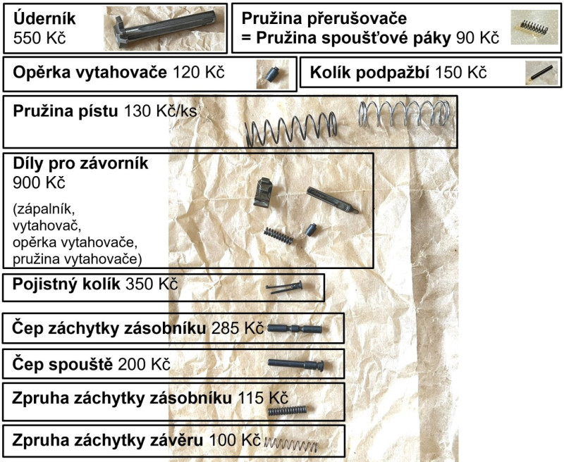 SA58 pažba úderník pružiny aj. díly (vz58)