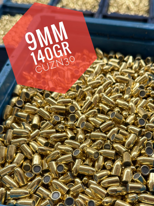 9MM FMJ střely B NINE 140 grainu
