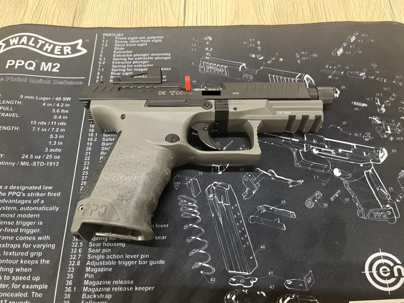 WALTHER PPQ Q4 TAC 4,6″ 9 MM, kolimátor Shield RMSc