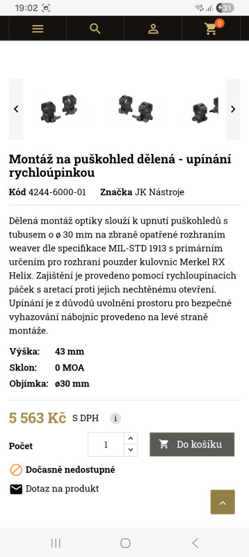 JKN dvoudílna weaver montáž 30 mm