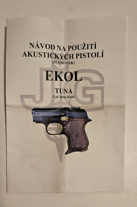Plynova pistole Ekol Tuna 8mm, se zlatými doplňky, kat.NO
