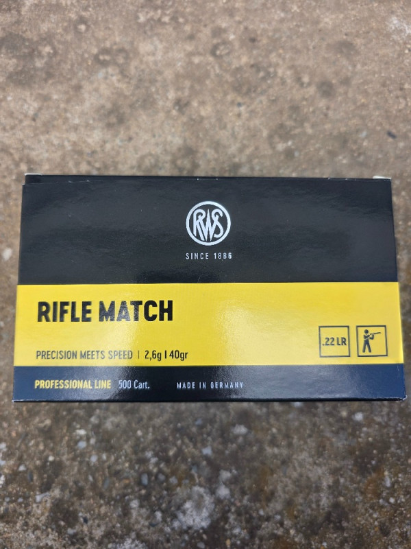 Malorážkové náboje 22 LR Rifle Match
