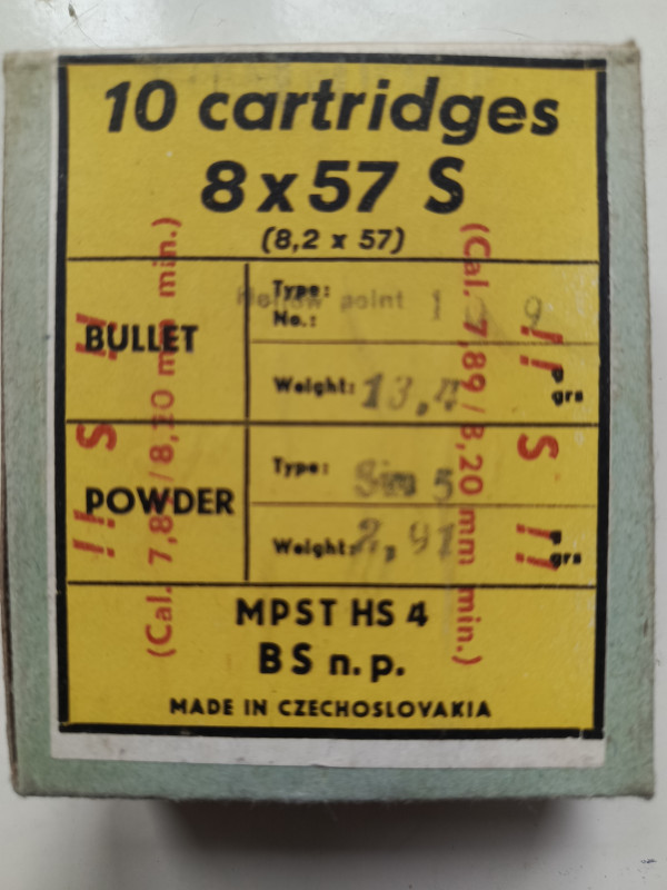 Naboje 8x57 JS (8x57 S) ČSSR Sellier & Bellot (130kusů)
