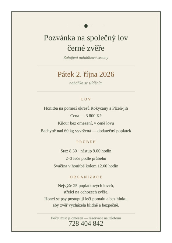 Naháňka se slíděním - 2.10.2026 - posledních 5 místa