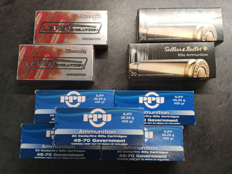 Náboje .45-70 Government S&B; PPU, Hornady FTX
