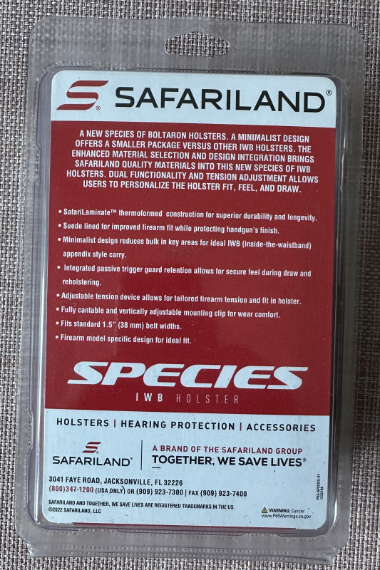 pouzdro Safariland SPECIES IWB pro Glock 43/43x