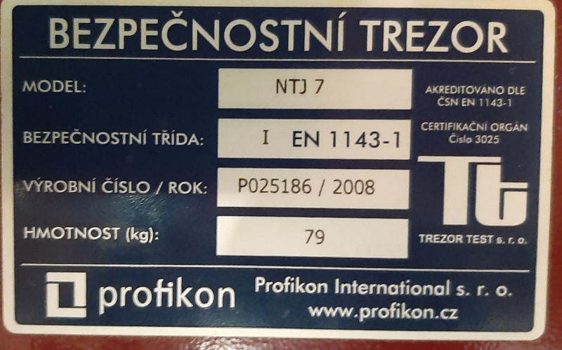 NÁBYTKOVÝ TREZOR - 1. BEZPEČNOSTNÍ TŘÍDA