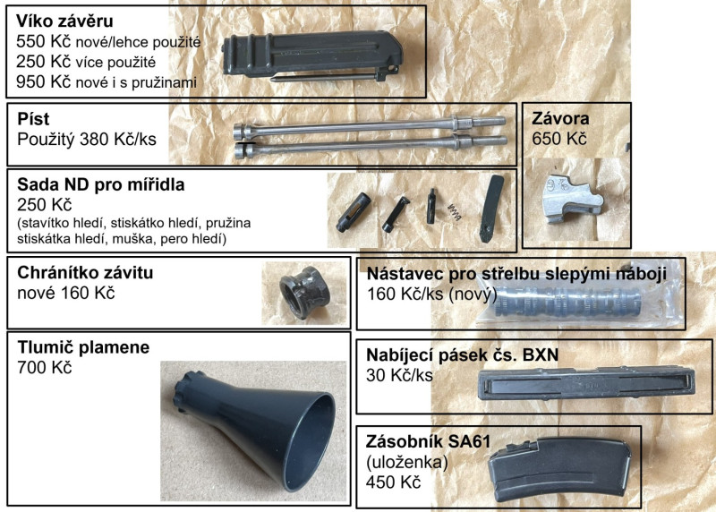 Konvolut dílů k SA58 (vz58 vz.58)