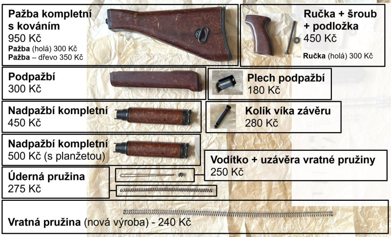 Konvolut dílů k SA58 (vz58 vz.58)
