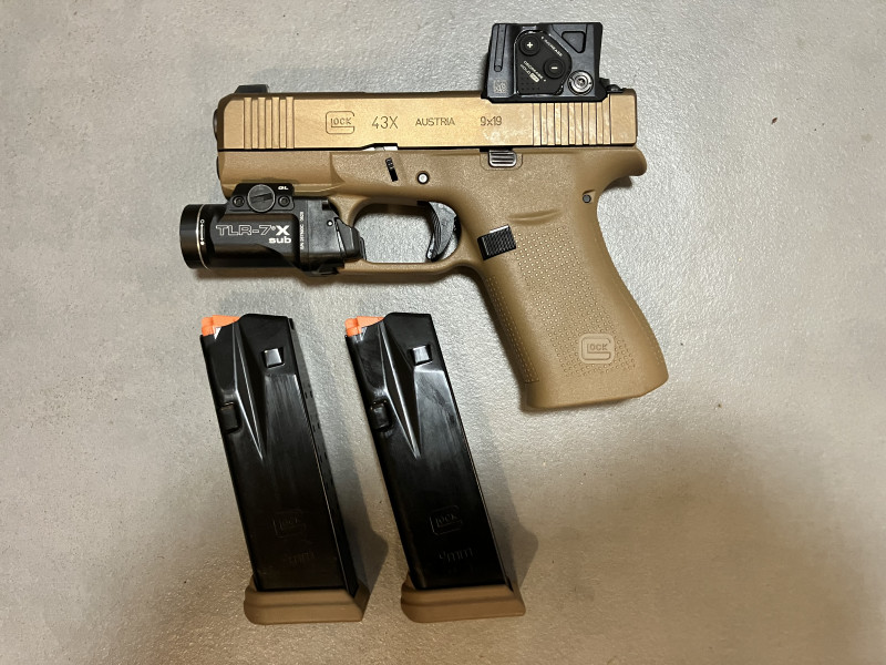 Nestřílený Glock 43X FDE A-CUT + COA + TLR-7X sub