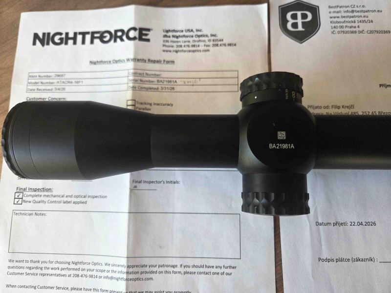 Nightforce ATACR 4–16×42 F1 – Mil-R, TOP STAV