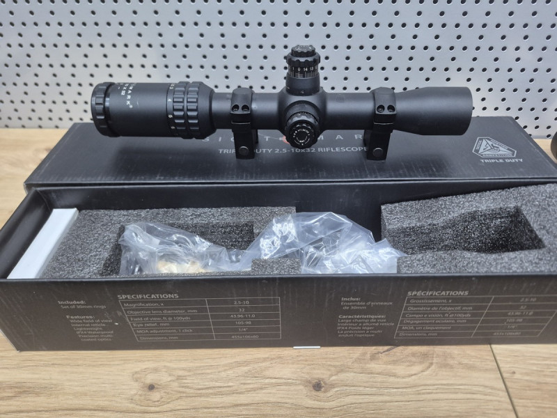 Sightmark Triple Duty 2,5–10×32 DX – krabice