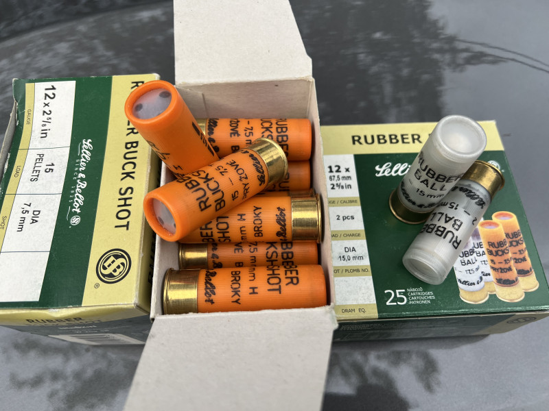 Cal. 12 - RUBBER BUCK SHOT 7,5mm, RUBBER BALL 15mm