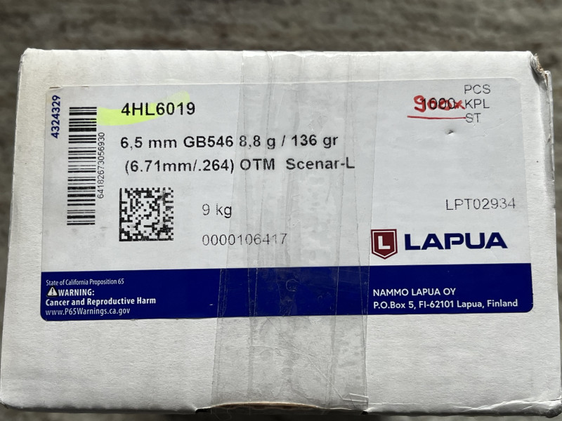 Prodám střely 6,5 (.264)