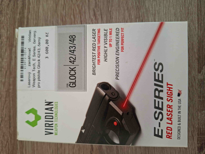 Laserový zaměřovač Viridian Weapon E-ser. pro Glock 42/43/48
